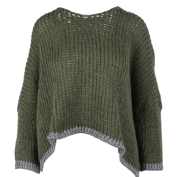Debbie Katz South Beach Lula Sweater Khaki Green One Size OS